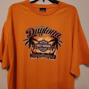 Harley Davidson T-shirt Orange Color short sleeve 100% Cotton Size 2X.